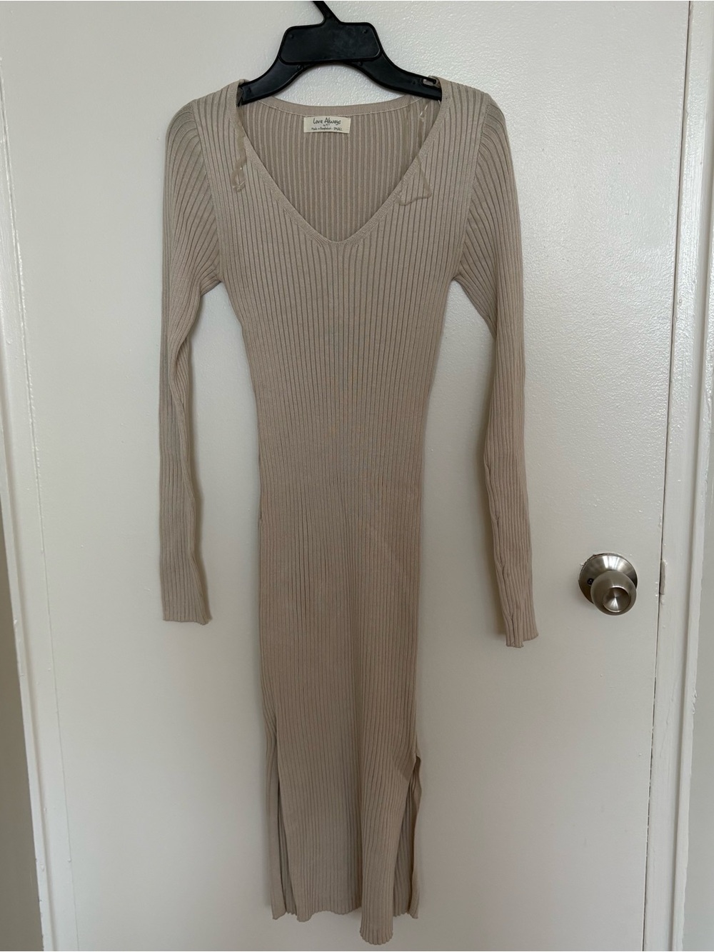 Cream knit bodycon maxi dress from Bangladesh